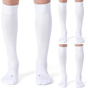 CelerSport Kids Soccer Socks Knee High‎ Sports Athletic Performance White